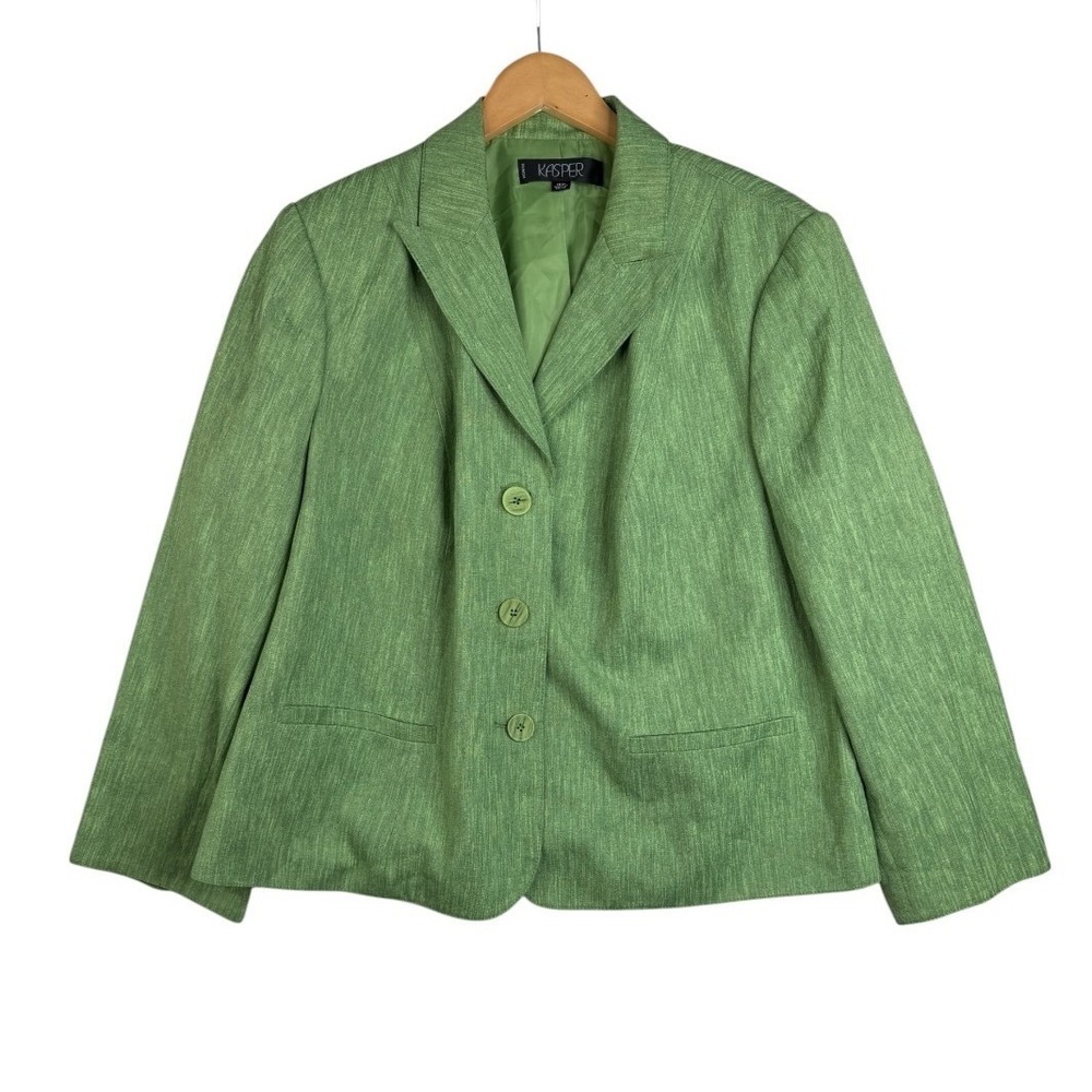 Kasper Women's Green Textured Three-Button Blazer size 18W Green